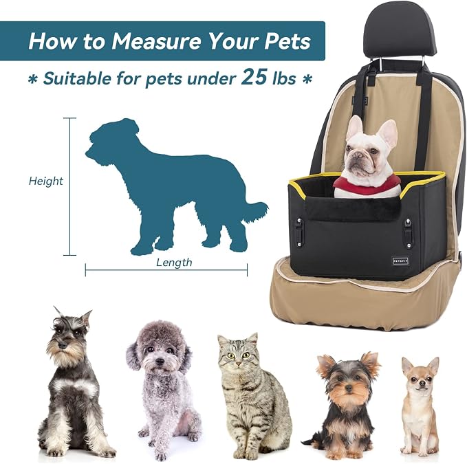PETSFIT Small Dog Car Seat – Patented Safety Buckles – Safety Tether – Foldable Travel Dog Booster Car Seat Reduces Anxiety & Road Trips – Stable Frame, Soft Cushion, Fits Front/Back Seat - Image 7