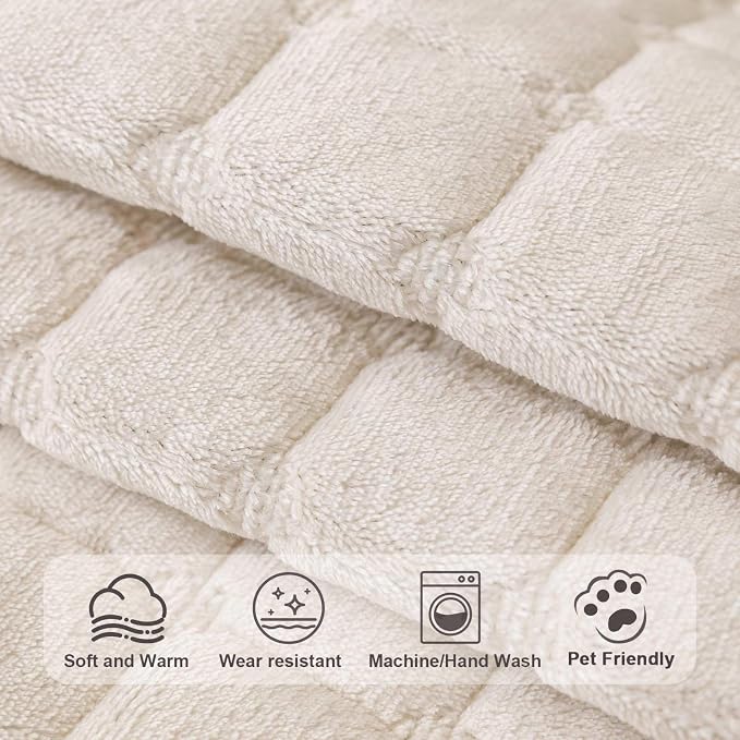 Velvet Washable Couch Cover for Pets Dogs, Non Slip Sectional Sofa Covers for 3 Cushion Couch Sofa L Sharped Sofa Slipcovers, Furniture Protector (1 PCS 36"x82",White) - Image 4