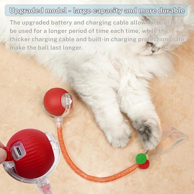 Speedy Tail 3.0 Interactive Toy Ball, 2 Tails for Cats & Dogs | cat chase toy|chirping bird cat toy|Adjustable sound level|300 mA high-capacity battery - Image 7