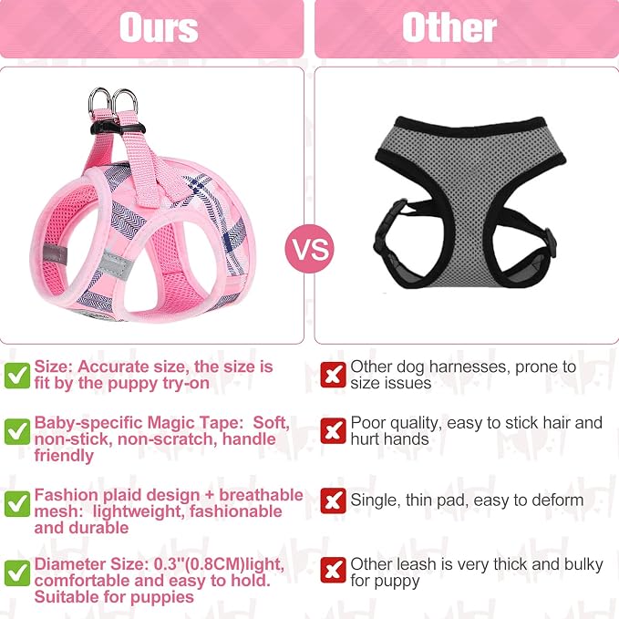 BEAUTYZOO Large Dog Harness and Leash Set,No Pull Puppy Pet Vest - Pink, L | Step-in Easy On/Off, All Season Breathable Mesh,Escape-Proof Hook & Loop,Lightweight Reflective,No Choke,Easy Walking Control - Image 5