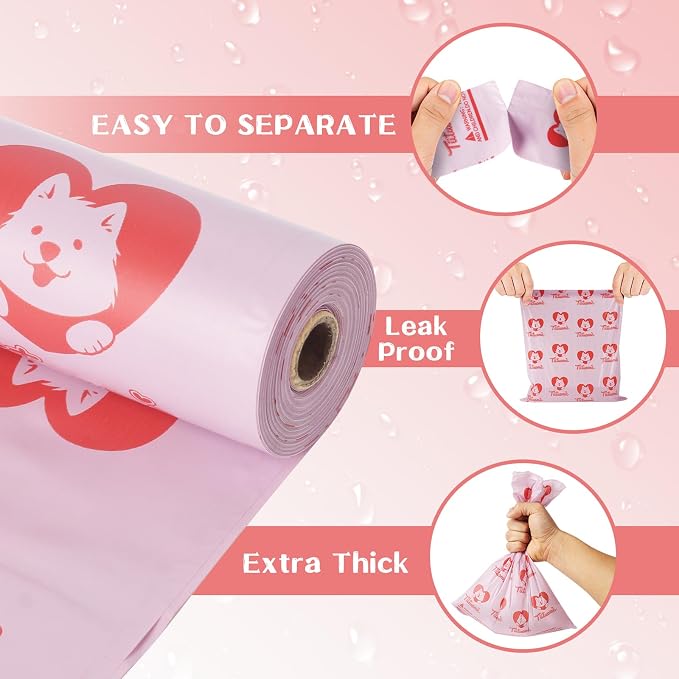 Dog Poop Bags with Holder and 105 count,Extra Thick Odor-Blocking Pet Waste Bags,Scented and Eco-Friendly - Image 2