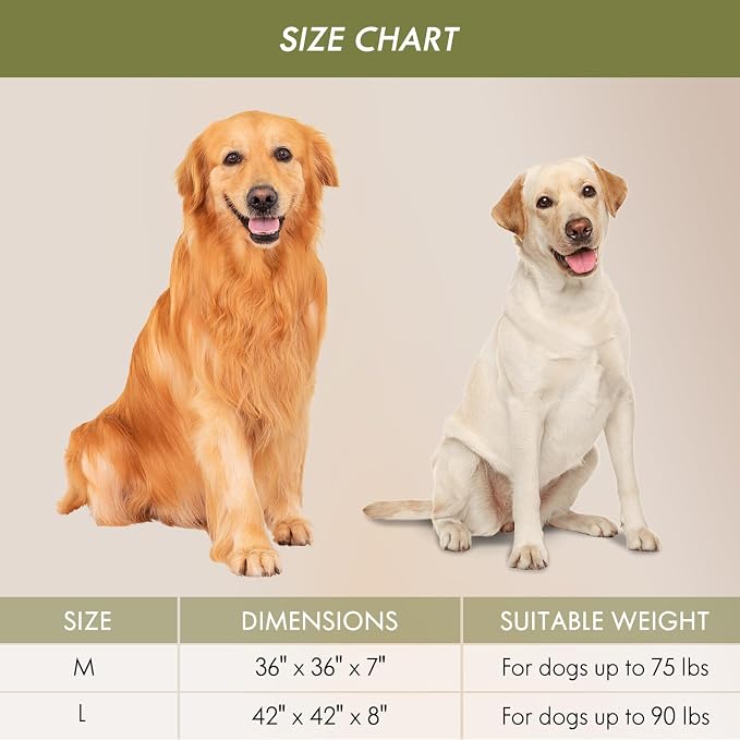 ClevaHome Orthopedic Dog Bed for Large Dogs, 42 inches Dual Layer Water Repellent Round Pet Bed with Washable Cover Nonslip Bottom (Olive Branch) - Image 8