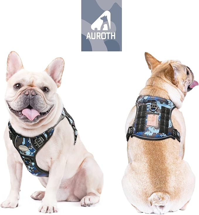 Auroth Tactical Dog Training Harness No Pulling Front Clip Leash Adhesion Reflective K9 Pet Working Vest Easy Control for Small Medium Large Dogs Blue Camo S | No Choke, Heavy Duty, Reflective, Military K9, Adjustable, Handle, Easy Control for Walking,... - Image 2