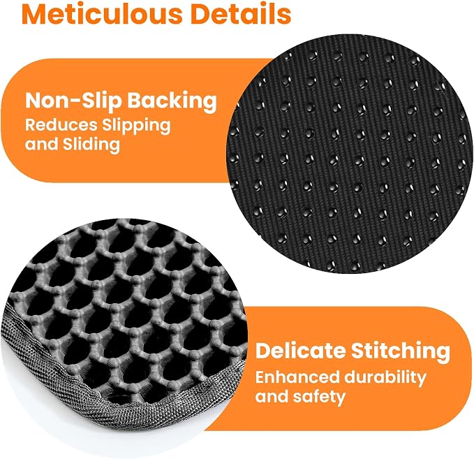 Small Cat Litter Mat, Double Layer Honeycomb Litter Box Mat | 20x14”, Reduces Litter Tracking, Waterproof, Non-Slip, Soft on Paws, Scratch Resistant, Easy to Clean, Black - Image 8