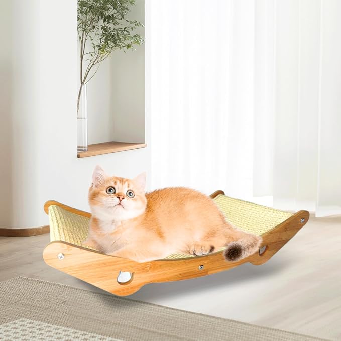 Sisal Cat Scratcher Bed, Natural Wood Hammock, Extra Large Scratching Pad | Extra Large, Sisal Mat Hammock, Kittens & Adults, Indoor - Image 7