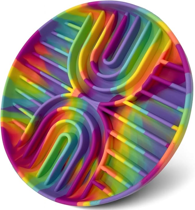 Slow Feeder Dog Bowls, Dishwasher Safe, Non-Slip Base, BPA-Free Slow Eating Dog Bowl (Rainbow, 1-Pack) by Fur-Brained