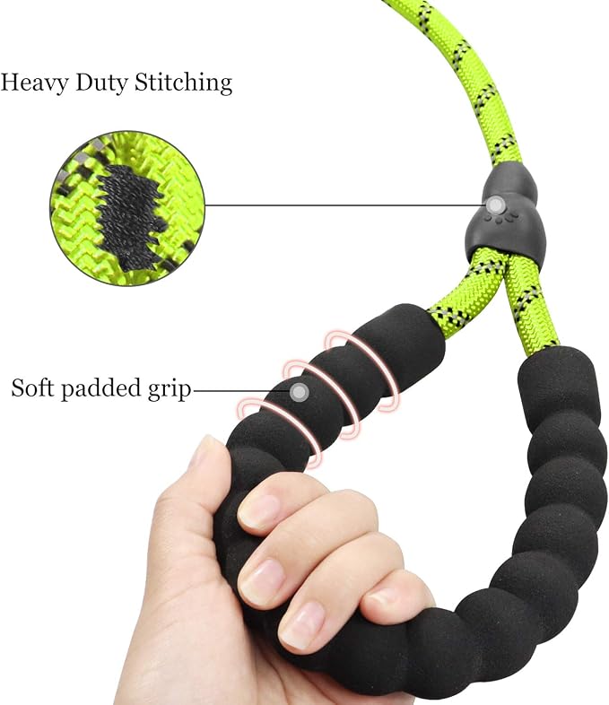 TagME Slip Lead for Dogs, No Pull Training Leash, Padded Handle (Green) | Braided Climbing Rope, Reflective Stitching, 6 Ft, Fits Small to Large Dogs Up to 250 lbs, Cushioned Grip, No Leash Burn - Image 3
