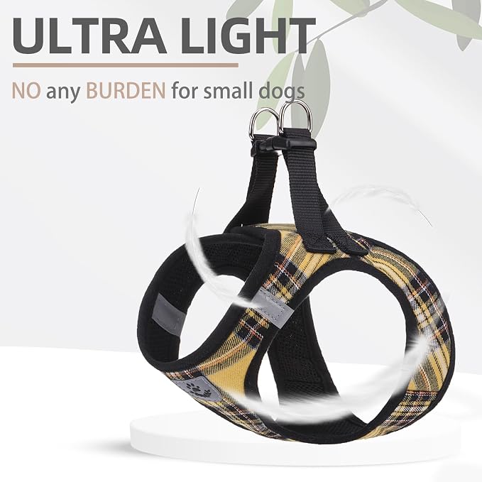 PUPTECK Dog Harness, Collar and Leash Set No Pull for Small Medium Sized | Plaid Puppy Step-in Escape Proof Reflective No Choke Pet Cat Adjustable Walking Vest - Image 6
