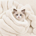 Cat Blanket for Indoor Cats, Soft Rabbit Fur Kitten Blanket 21x17 White | Nodarko Double-Sided 600GSM Rabbit Fur & Soft Fleece Cat Blanket, Washable Pet Blanket for Couch, Cat Bed & Window Perch by NODARKO