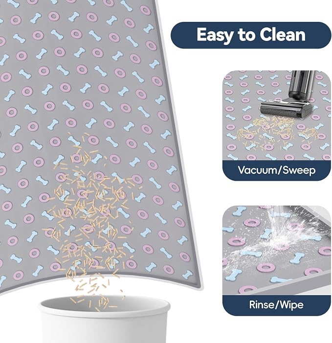 Silicone Cat Litter Mat 40" x 28" Cat Mat for Litter Box, Light Grey | Extra Large Litter Box Mat, Waterproof Cat Litter Trapping Mat, Non-slip, Leakproof Kitty Litter Mat with Bone Pattern - Image 5