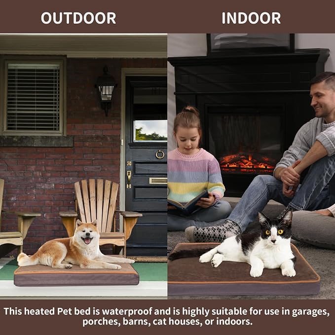 NAMOTEK Outdoor Heated Pet Bed for Cats Dog in Winter with Orthopedic Foam Base Auto Constant Temperature Electric Heating Pad & Waterproof Liner for Dog House Cabin Cot Doorway(31" Lx19 Wx1.7 Th) - Image 8