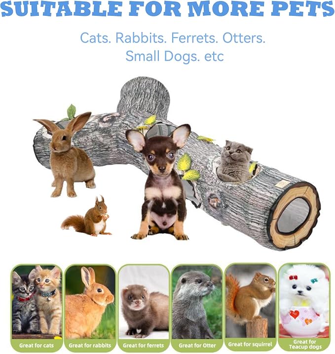 Cat Tunnel,Cat Tunnels for Indoor Cats,Tree Trunk Play Toy for Large Cats、Kitten and Other Small Animals to Chase and Play,Foldable Easy to Store,Cat Tube Toys Long 59" - Image 7