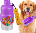 Dog Water Bottle, Leakproof Portable Water Bottle for Dogs, Dog Travel Water Bottles with Convenient Bottles Strap, Dog Travel Accessories for Walking, Hiking, Outdoor, Camping (17oz Purple by SUPERDESIGN