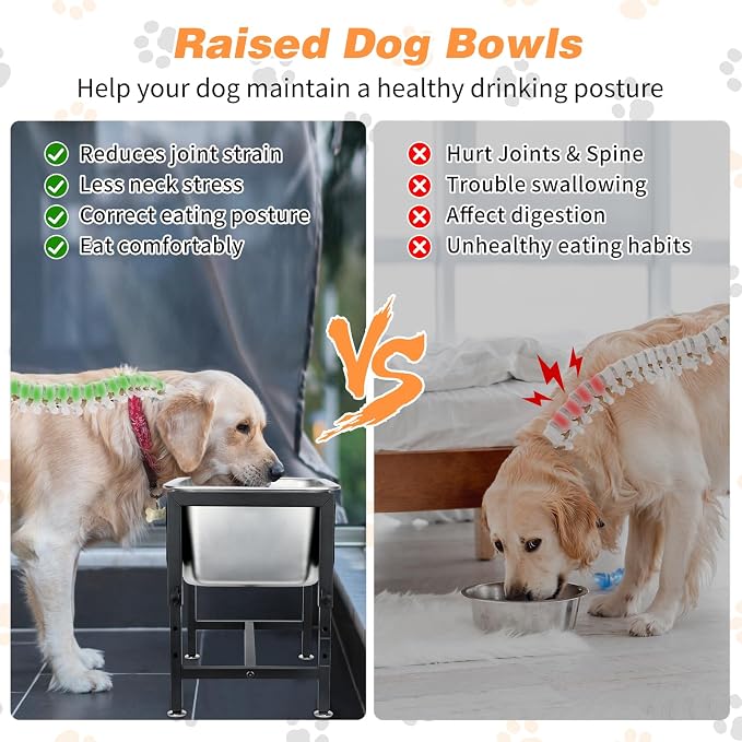 3 Gallon Elevated Dog Water Bowl, Raised Stand for Large Dogs | 4 Adjustable Heights, 9.65-15.16 in Stand, 3 Gallon Bowl, 14 x 10.6 x 5.9 in Size, Indoor Outdoor Use, Easy to Clean - Image 4