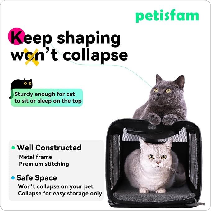 Soft Pet Carrier Bag for Cats and Puppy Under 20 lbs. Sturdy, Safe, Comfortable and Lightweight | 5+ Years & Still Perfect. Top Opening, Quik-in. Zip-to-Lock. Anti-Collapse - Image 4