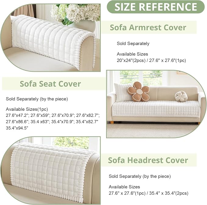 OstepDecor Couch Cover for Dogs, Washable Non Slip Sofa Cover for Pets | Soft Couch Covers for Sofa, Loveseat and Sectional, Furniture Protector Against Pet Hair & Dirt (35.4" x 82.7", Off White) - Image 3