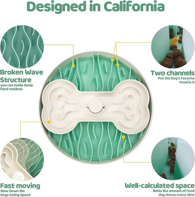 Puzzle Feeder Slow Feeder Dog Bowl for Large Dogs with Non-Slip Base - Adjustable Speed Design, Removable Puzzle Inserts & Dishwasher Safe, Green - Image 7