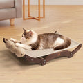 3 in 1 Sisal Cat Scratcher Bed, Solid Pine Cat Scratcher with Balls, Walnut | Extra Large Cat Scratching Post with Hammock, Cat Scratcher for Scratch & Play & Rest, Cat Furniture for Indoor Cats, Kitten by Casremee