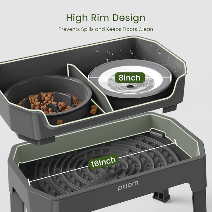 4-in-1 Elevated Slow Feeder Dog Bowls, 4 Height Adjustable Mess Proof Raised Dog Bowl Stand with No Spill Dog Water Bowl, Stainless Steel Dog Food Bowl & Slow Feeder for Large Medium Small Dogs Pets - Image 5