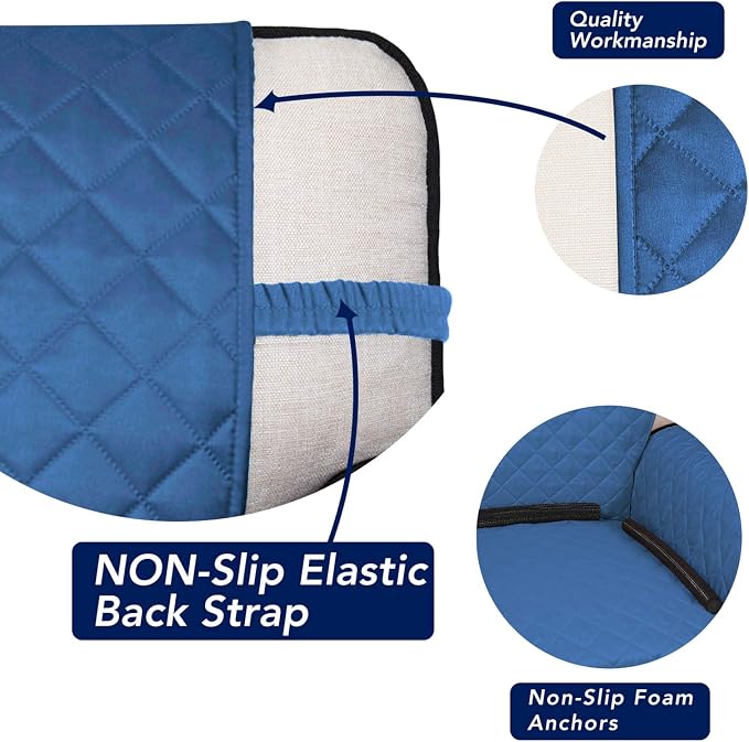 PureFit Reversible Quilted Couch Covers for Dogs Sofa Cover 4 Seater 88" | Blue/Ivory, Water Resistant Couch Protector, Washable Pet Couch Cover with Non Slip and Elastic Straps For Kids - Image 3
