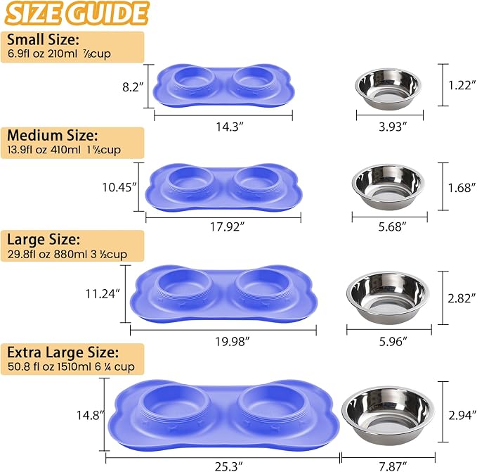 Hubulk Pet Dog Bowls 2 Stainless Steel Dog Bowl with No Spill Non-Skid Silicone Mat + Pet Food Scoop Water and Food Feeder Bowls for Feeding Small Medium Large Dogs Cats Puppies (Small, Purple) - Image 4