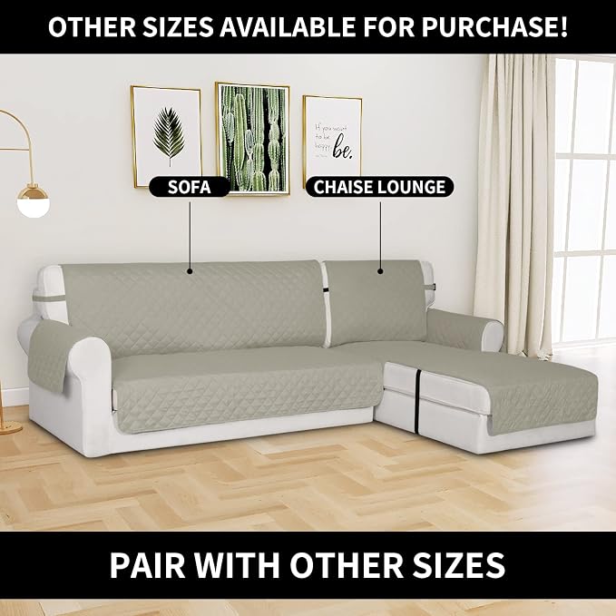 Easy-Going Reversible Couch Cover, Chaise Lounge, Beige/Beige | Machine Washable Slipcover For Dogs, Water Resistant Furniture Mat For Living Room, Non-Slip Sofa Cover, Pet Friendly - Image 2