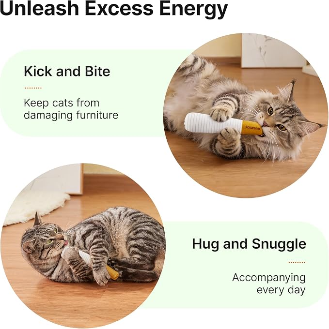 Potaroma 3-Pack Catnip Cat Toys, 15,000mg A+ Pure Kitten Kickers | Funny plush sticks for indoor cats to chew, hug, wrestle and bat; cute for kittens and bored adult cats. - Image 5