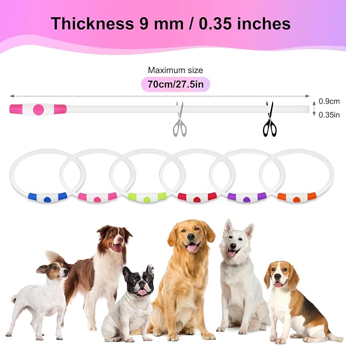 Light Up Dog Collar - Waterproof LED Pet Collar Rechargeable, TPU Cuttable Glow in the Dark Dog Lights for Night Walking (Pink) - Image 5