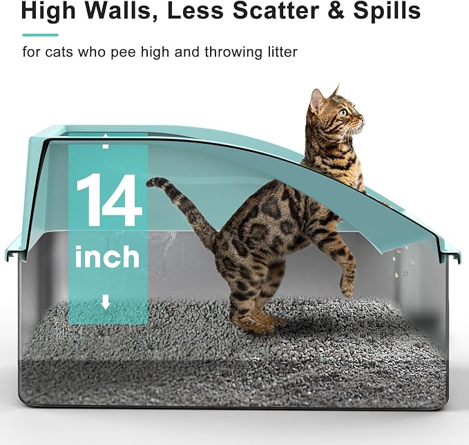 AIPERRO Stainless Steel Cat Litter Box | XXL Deepened 8" Design | Metal High Sided Box with Lid for Big Cats | Anti-Urine Leakage | Non-Stick & Easy to Clean with Litter Mat & Metal Scoop - Image 2