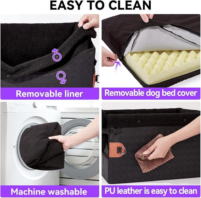 TKYZ Dog Car Seats for Small Medium Dogs,PU Leather Car Seat Boosters,Foldable Puppy Cat Carseats (Black, Small Dog) - Image 4