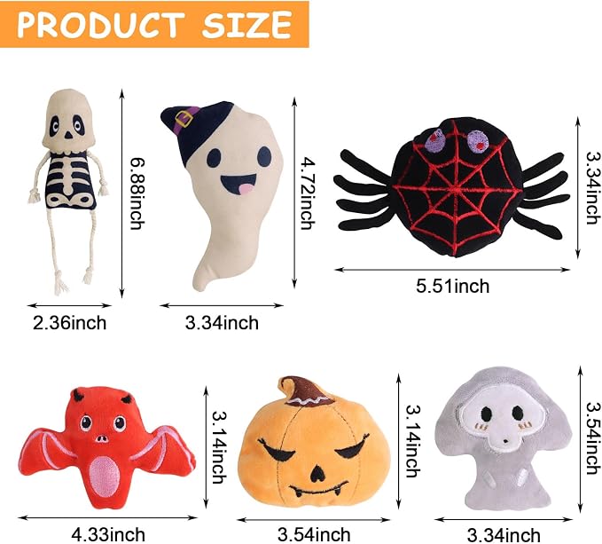 FOIMAS Halloween Catnip Toys,Pumpkin Ghost Catnip Toy Chew Bite Toy for Cat Interactive, Pack of 6 - Image 3