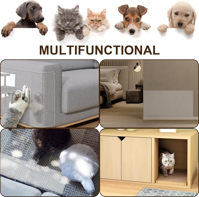 Cat Scratch Furniture Protector,107x 11.8Inch Self Adhesive Anti-Scratch Flexible Sticky Corner Guard for Cat Scratching Protection, Pet Furniture Protector for Sofa, Door, Wall - Image 6
