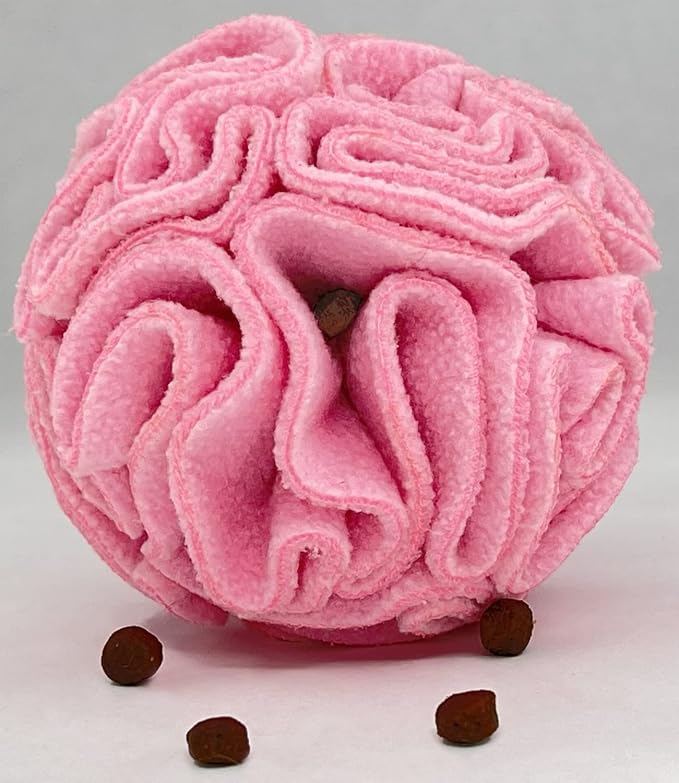 Glory To Dog Small Breed Snuffle Puzzle Ball Treat Foraging Dog Toy Pink | Interactive fleece snuffleball hides treats at variable depths. Engages smell & foraging instinct. Machine washable 4" - Image 3