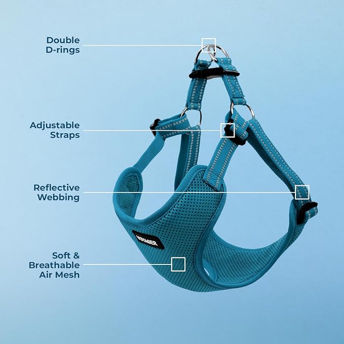 Voyager Step-in Flex Adjustable Dog Harness - Turquoise, Large | 20 - 25" in Chest, Fully Adjustable, Reflective Bands, All Weather Breathable Air Mesh, Lightweight, Fast Drying - Image 3