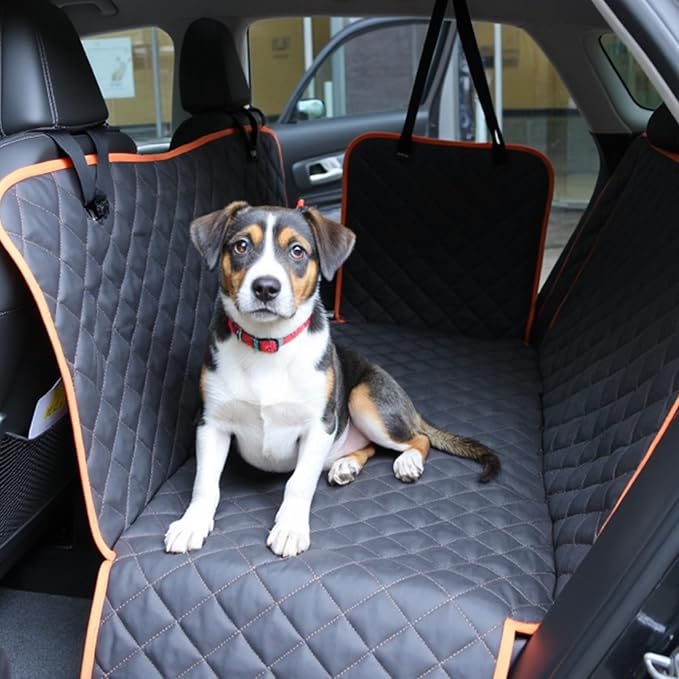 Amazon Basics Dog Car Seat Cover for Back Seat, Scratch-Resistant Nonslip Hammock with Side Flaps and Seatbelt Openings for Cars, SUVs, and Trucks, Black - Image 7