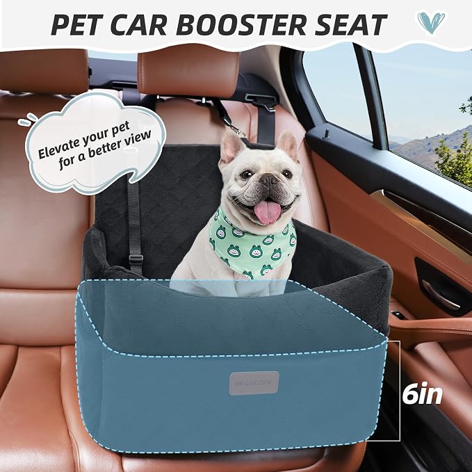 HEGGCOOE Small Dog Car Seat, Memory Foam Dog Booster Car Seats with Thick Cushion for Medium Dogs Under 35lbs, Detachable Washable Dog Bed for Car, Pet Carseat with Storage Pockets,2 Safety Belts - Image 2