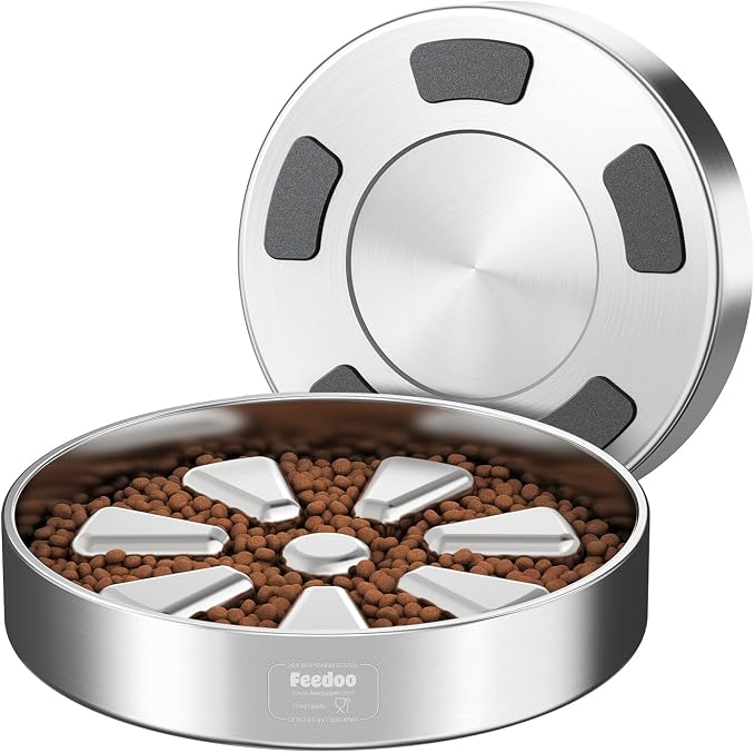 Feedoo Slow Feeder Dog Bowl Large Breed 4-Cup, Double-Wall Stainless Steel | Spiral Maze Design • Slows Down Fast Eaters • Heavy Duty Non-Slip Base • Dishwasher Safe • For Large & Giant Breeds by BestforYourPetsHealth