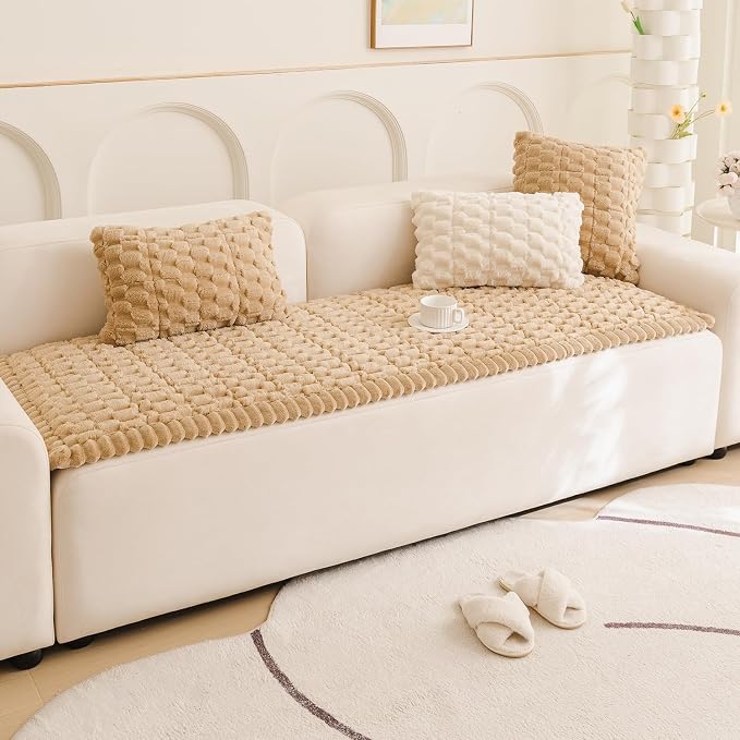 Tiwwie Couch Cover for Dogs Fuzzy Sofa Covers for Pet, Non Slip Sofas Pad | Dog Cover for Couch with Grip Backing, Pet-Friendly Washable Sofa Slipcover Cushion Protector, Pet Dogs Mat - Image 2