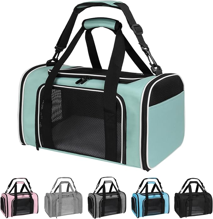 Carriers Soft-Sided Large Pet Carrier for Cats Dogs Small Animals Up to 25Lbs,Top Load Carrier,Ventilated Design,Portable Cat Carrier Airline Approved(X-Large,Green) by Yipincover