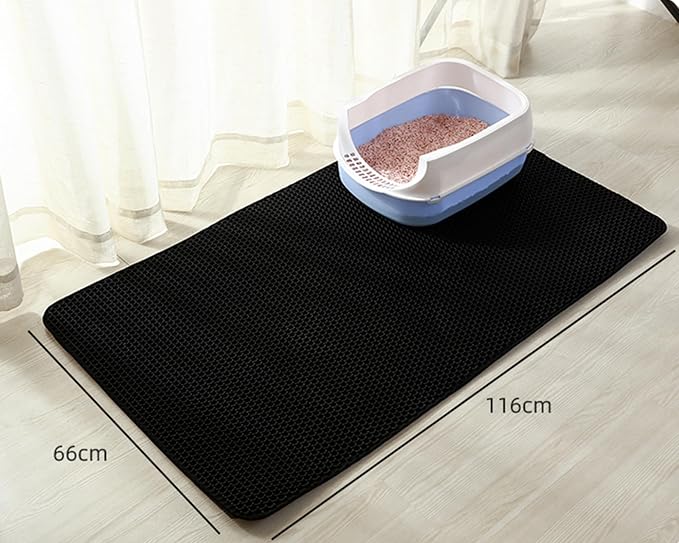 HCY&WLD Cat Litter Mat, Double Layer Cat Litter Box Mat (45x26 Inch, Black) | Waterproof Urine-Proof Non-Slip Litter Trapping Mat, Soft on Kitty Paws, Scratch-Resistant, Scatter Control, Easy to Clean - Image 7