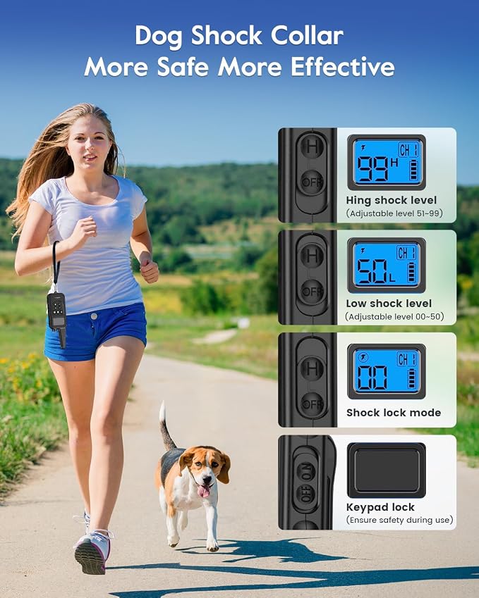 SLOPEHILL Dog Training Collar,4200FT Remote Shock Collar for Dogs 8-140lbs | IP68 Waterproof e Collar with Beep, Vibration, Safe Shock, Light ,No Shock Modes,Dog Collar with Removable Prongs,Green - Image 9