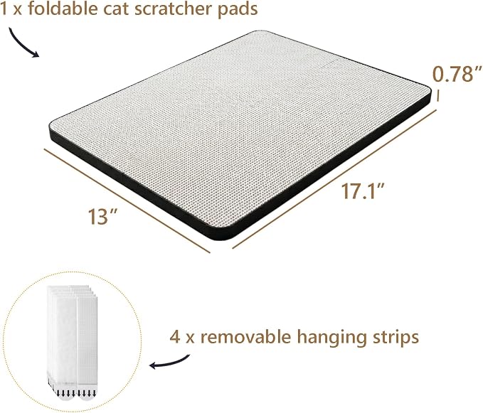 Cat Scratcher Pads, Foldable Cardboard for Corner Walls for Indoor Cats | Scratching Post 17″Lx13″Wx0.78″H (White, Medium Size) - Image 2