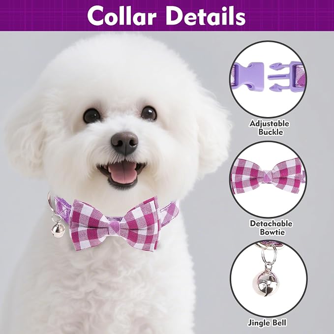 EXPAWLORER Step-in Dog Harness Small Sized Collar and Leash Set | Cute Small Dog Harness No Pull Girl, Pet Collar with Detachable Bow, Adjustable Light Puppy Vest for Dogs Cats, Purple XS - Image 4
