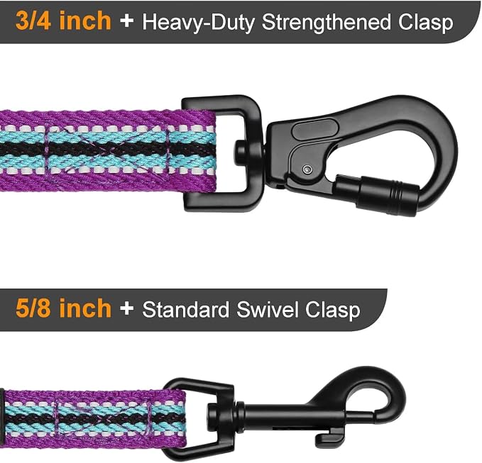 Didog 6FT Reflective Dog Leash for Medium Large Dogs,3/4" Width, Mixed-Blue | Soft Padded Handle, Plush Comfort Grip, Tangle-Free, 360°Heavy-Duty Strengthened Clasp for Daily Walks/Training, Night Safety - Image 5