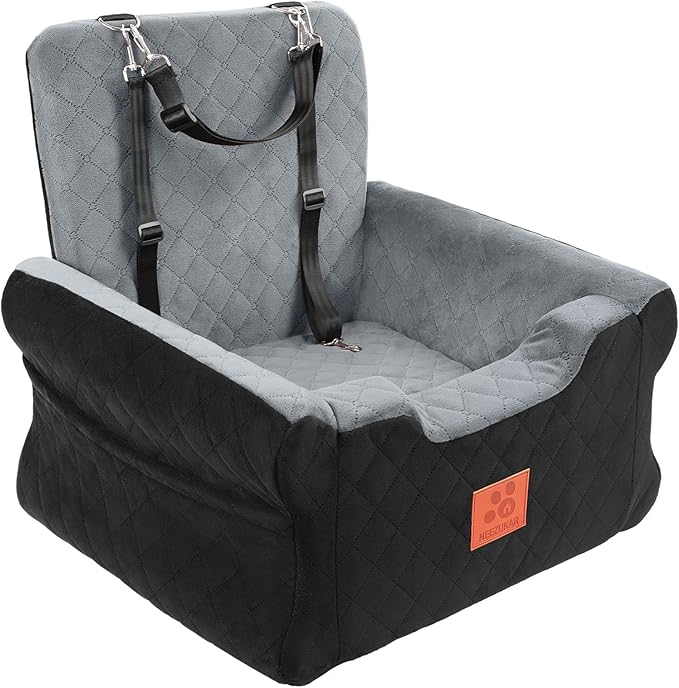 NEEZUKAR Dog Car Seat for Small Medium Dogs,Dog Booster Seat Under 35 lbs | Thick Cushion,Detachable Washable Pet Car Seat,Travel Dog Car Bed With Storage Pockets,2 Safety Belts by NEEZUKAR