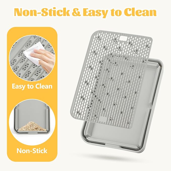 Cat Litter Box Step, Large Cat Step Ramp with Filter Function, Grey | Double Layer Litter Box Ramp, Litter Catcher for Kittens & Elderly Cats, Non-Slip Cat Litter Mat Pedal, Easy to Clean - Image 4