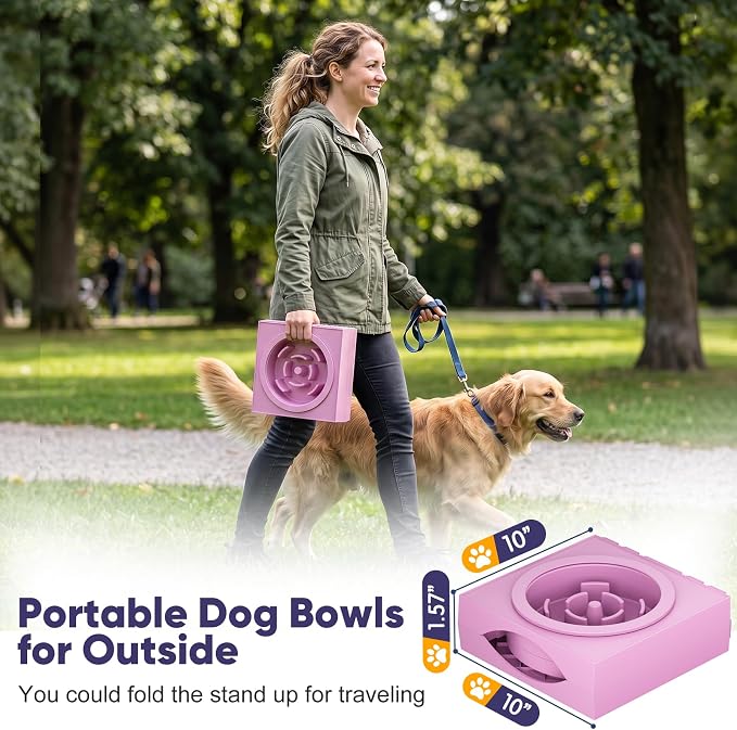 XIAZ Elevated Dog Bowls Large Breed Raised Dogs Bowl Stand Large/Medium Sized Dog Slow Feeder Dogs Bowls Food Water Stands 5 Heights Adjustable 9/11/12/14in Pet Feeder Dish Station - Image 7