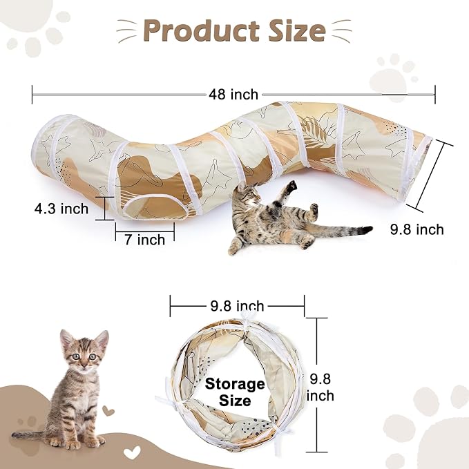 Glittme Cat Tunnel, Cat Tunnels for Indoor Cats, S-Shape Cats Cave with Cat Toys, Foldable Cat Tubes and Tunnels for Cats, Rabbit, Puppy, Guinea Pig | Interactive Bunny Tunnel And Cat Tubes With Crinkle Sounds. Ideal For Kittens, Ferrets And Small Pets... - Image 3