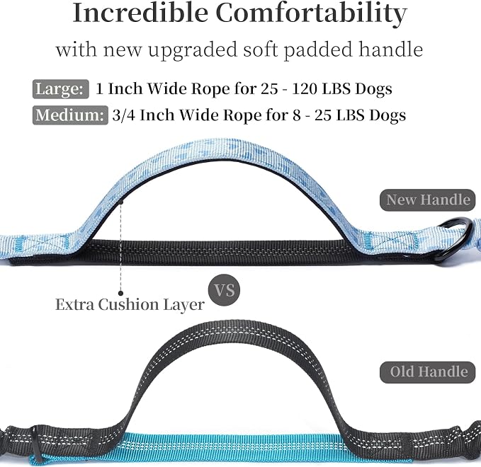 Hands Free Dog Leash with Zipper Pouch, Blue Heart, Large | Waist Leash, Dual Padded Handles, Shock-Absorbing Bungee, Adjustable Waist Belt, Walking and Running - Image 3