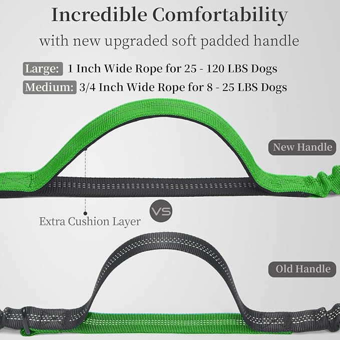 Hands Free Dog Leash with Zipper Pouch, Large, 25-120 lbs, Emerald | Waist Leash, Dual Padded Handles, Shock-Absorbing Bungee, Adjustable Waist Belt, Walking and Running - Image 3